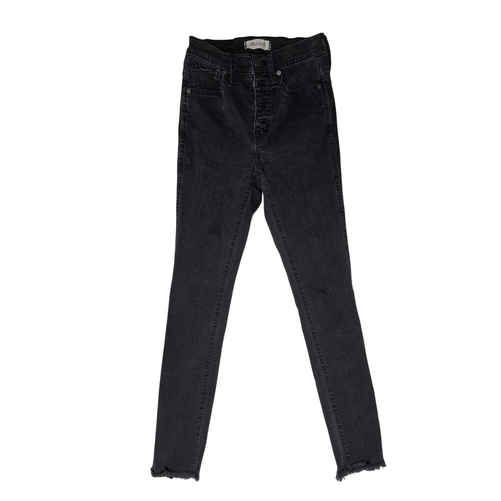 J.Crew 10-Inch High-Rise Skinny Black Raw Hem Jeans Women Size 24 RN 77388